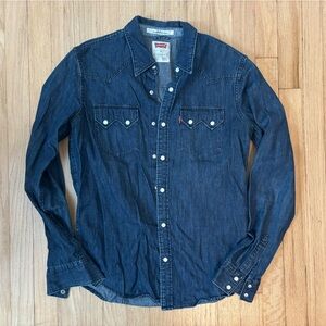 Levi's Men's Dark Blue Pearl Snap | Size Medium